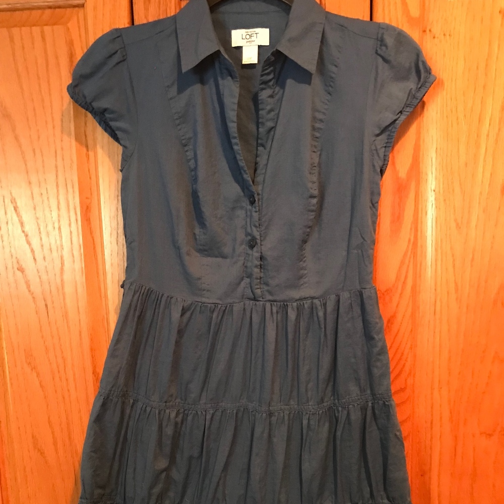 Loft cotton petite short sleeve dress with collar